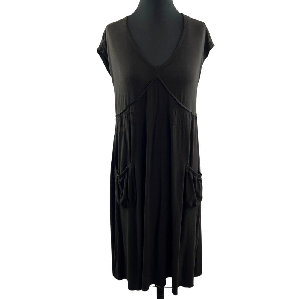 THEORY Brown Drape Flowy Shirt Pocket Dress Size P USA Made